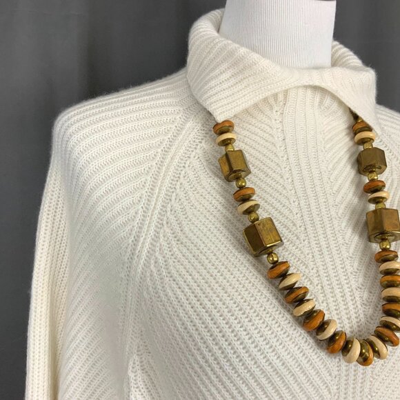 Theory Moving Rib 100% Cashmere Sweater Oversized Cream Sz L - Picture 10 of 16